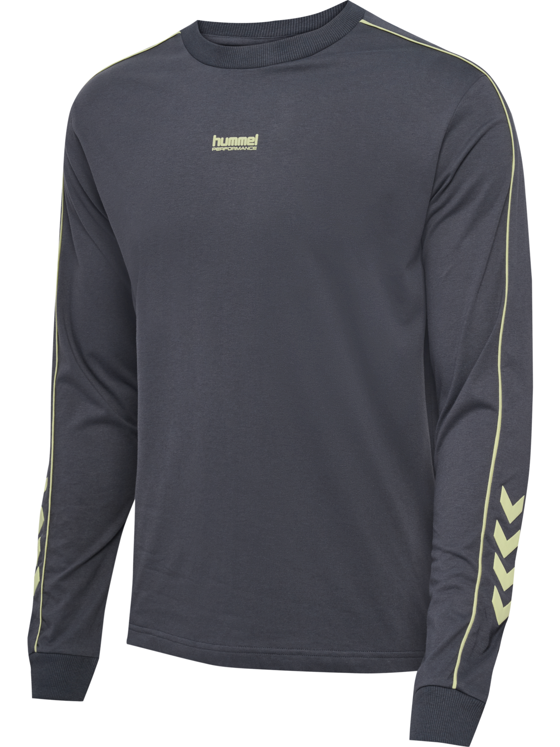 hmlPULSE PIPING T-SHIRT L/S, BLACKENED PEARL, packshot