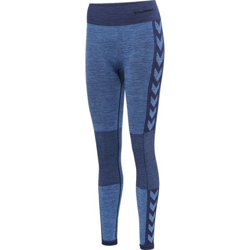 hmlCLEA SEAMLESS MID WAIST TIGHTS, GRANADA SKY/NAVY PEONY MELANGE, packshot