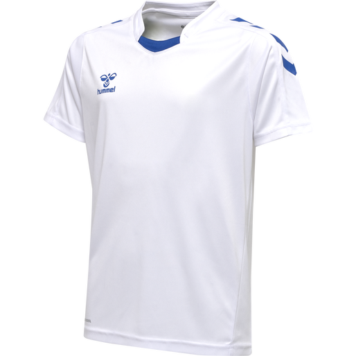 hmlCORE XK POLY JERSEY S/S KIDS, WHITE/TRUE BLUE, packshot