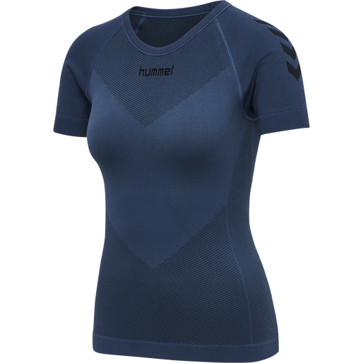 HUMMEL FIRST SEAMLESS JERSEY S/S W, DARK DENIM, packshot