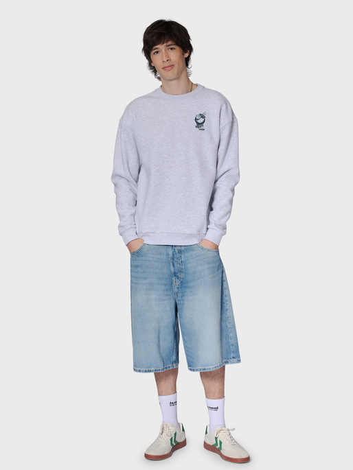 hmlLOOSE CREW WRONG YELLOW, LIGHT GREY MELANGE, model