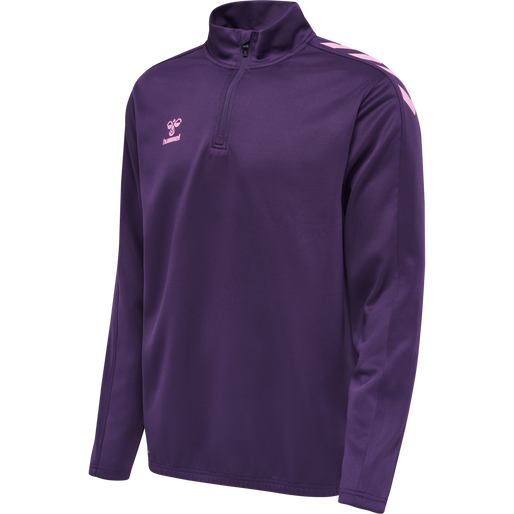 hmlCORE XK HALF ZIP POLY SWEAT, ACAI, packshot