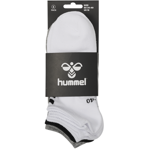hmlCHEVRON 6-PACK ANKLE SOCKS, BLACK/WHITE/GREY, packshot