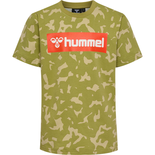 hmlRUSH AOP T-SHIRT S/S, GREEN OLIVE, packshot