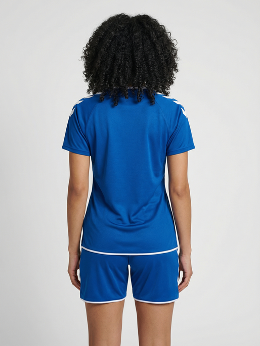 hmlCORE 2.0 JERSEY S/S WOMAN, TRUE BLUE/WHITE, model