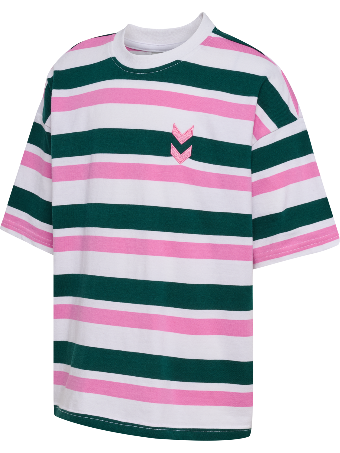 hmlJR SILLY S/S BOXY T-SHIRT STRIPE, FOREST BIOME, packshot