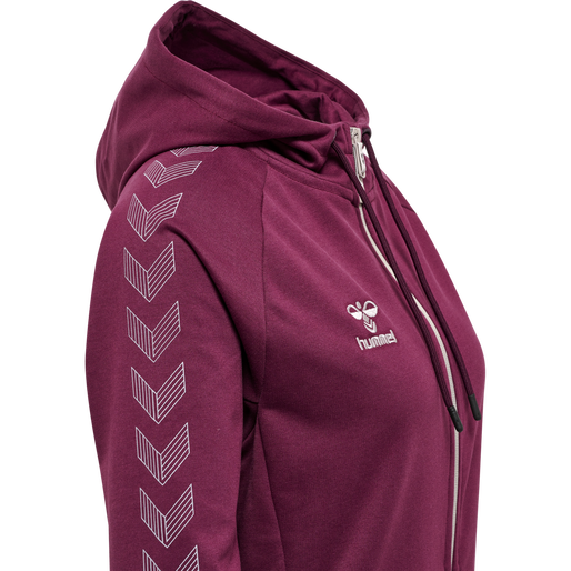 hmlMOVE GRID COTTON ZIP HOODIE WOMA, GRAPE WINE, packshot