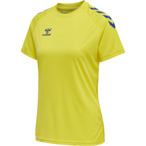 hmlCORE XK CORE POLY TEE  S/S WOMAN, BLAZING YELLOW/TRUE BLUE, packshot