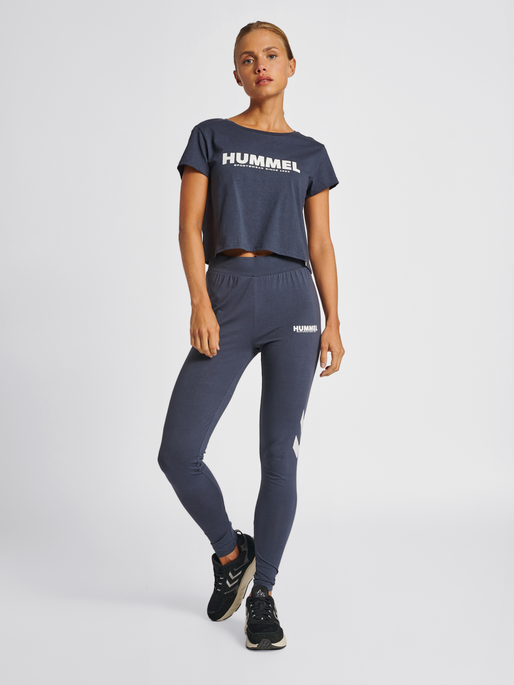 hummel LEGACY WOMAN CROPPED T-SHIRT - BLUE NIGHTS