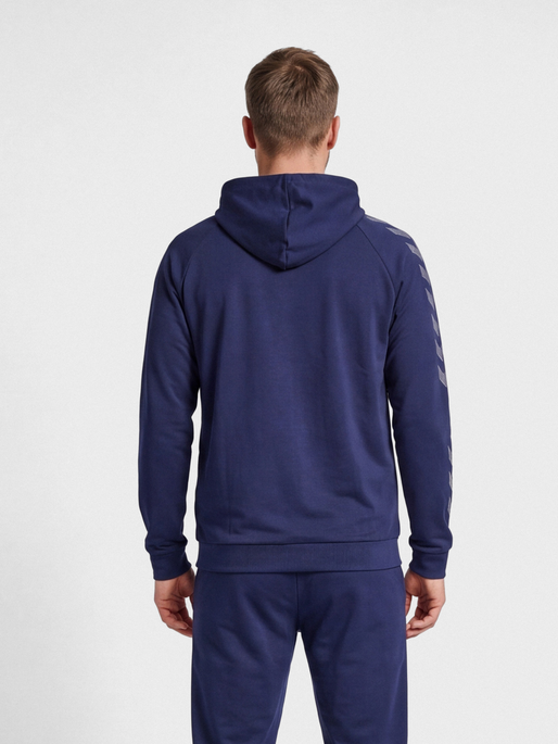 hmlMOVE GRID COTTON ZIP HOODIE, MARINE, model