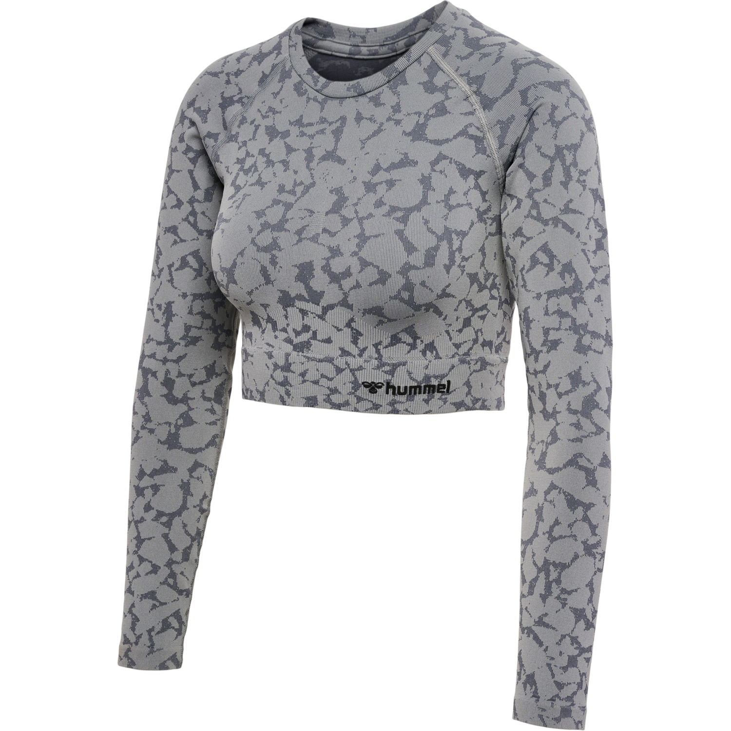 hmlMT PI SEAMLESS CROP T-SHIRT L/S, SHARKSKIN, packshot