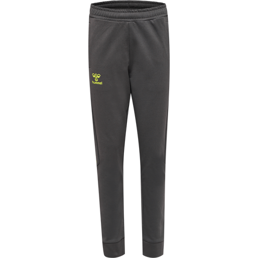 hmlOFFGRID COTTON PANTS KIDS, FORGED IRON/DARK CITRON, packshot