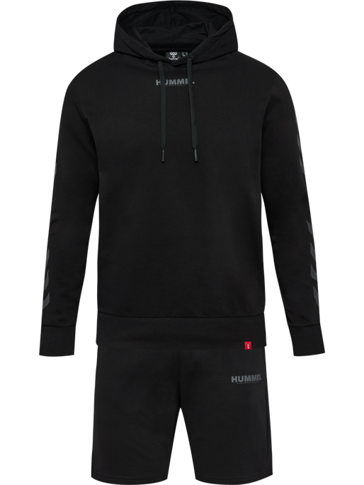 hmlLEGACY HOODIE + SHORTS SET, BLACK, packshot