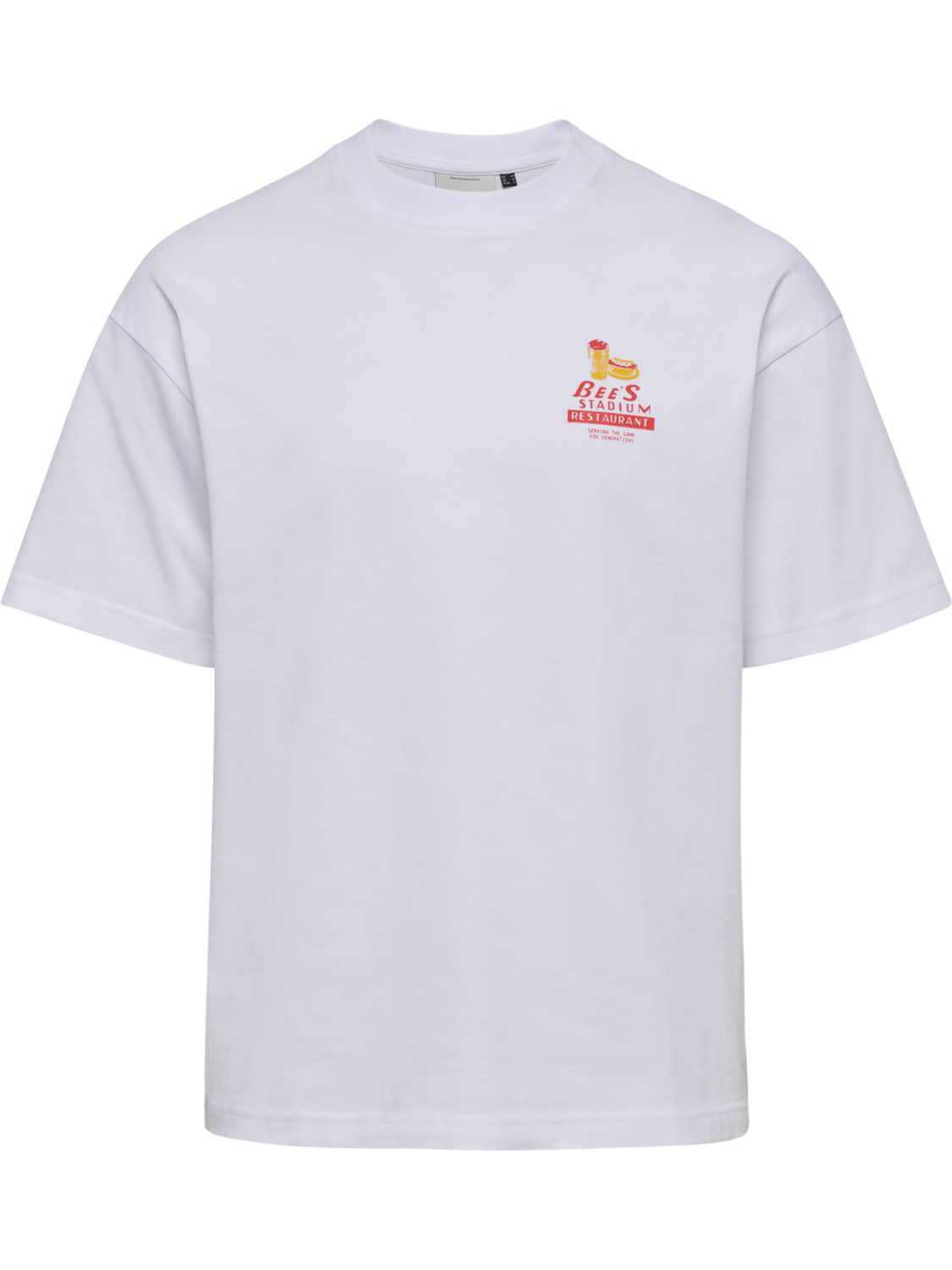 hmlLOOSE T-SHIRT S/S BEES STADIUM, WHITE/PAPRIKA, packshot