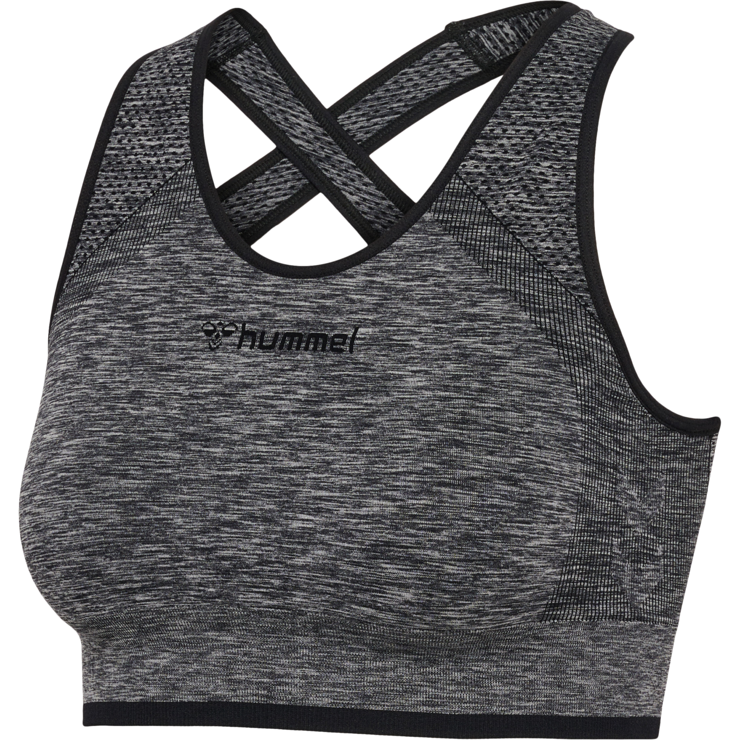 hmlMT UNA SEAMLESS SPORTS TOP, BLACK MELANGE, packshot