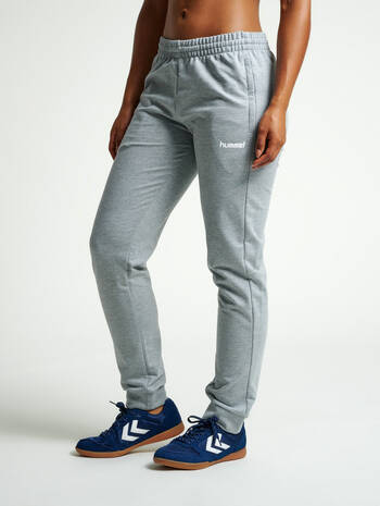 HMLGO COTTON PANTS WOMAN, GREY MELANGE, model