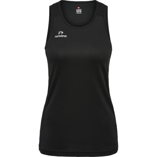WOMEN'S ATHLETIC RUNNING SINGLET, BLACK, packshot