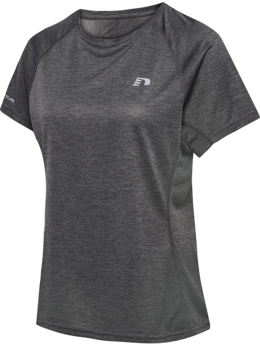 WOMEN RUNNING T-SHIRT S/S, FORGED IRON MELANGE, packshot