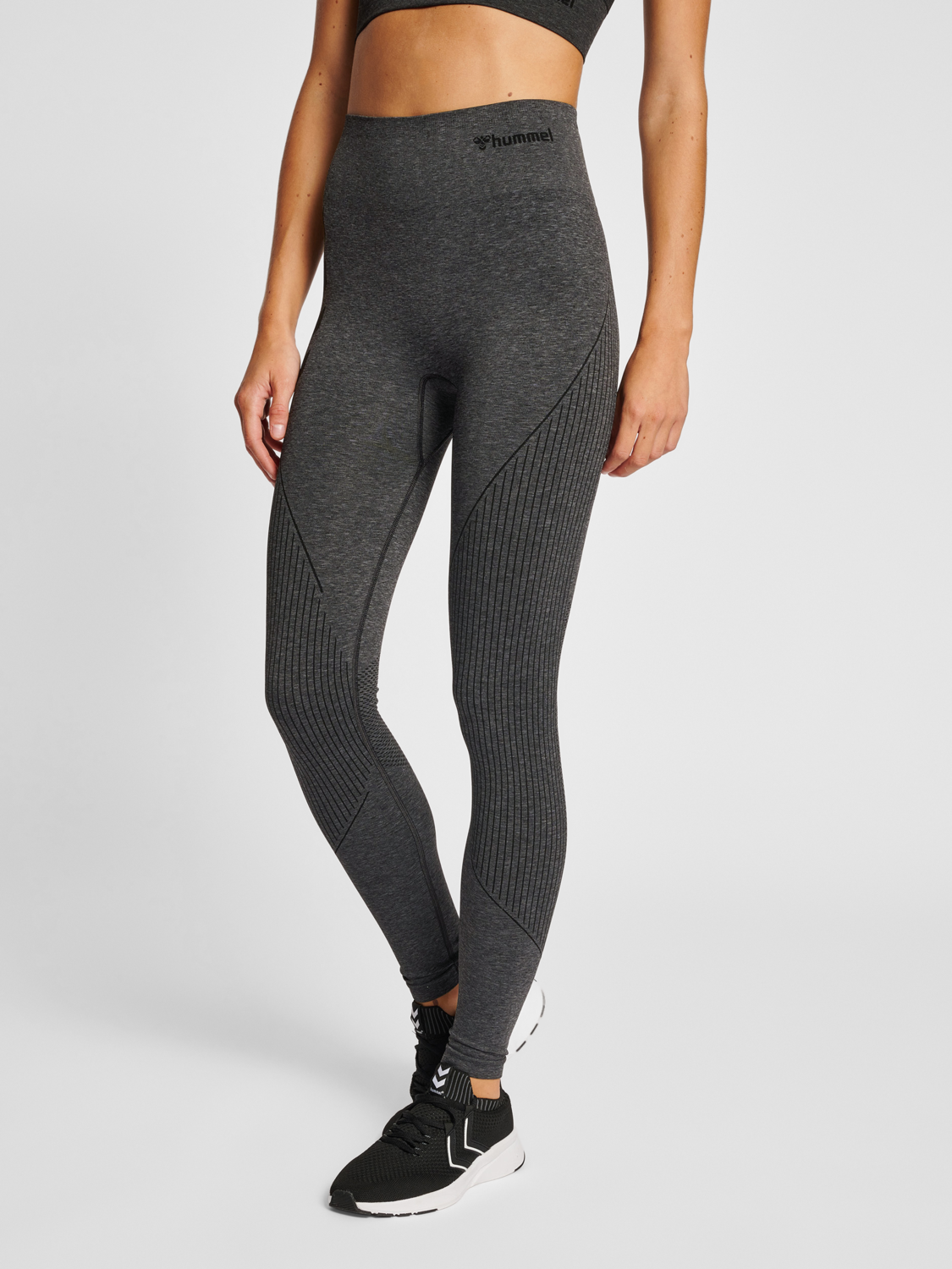 hummel TE CAMI SEAMLESS MW TIGHTS - BLACK MELANGE