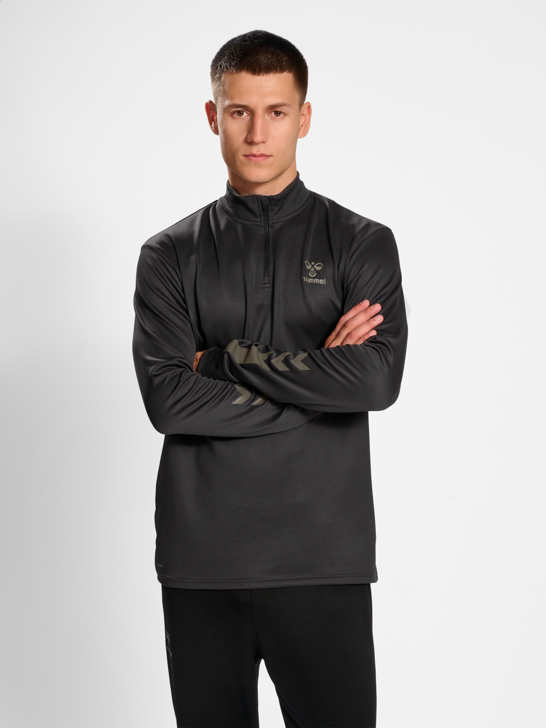 hummel ACTIVE PL HALF ZIP - OBSIDIAN/OLIVE NIGHT | hummel.net