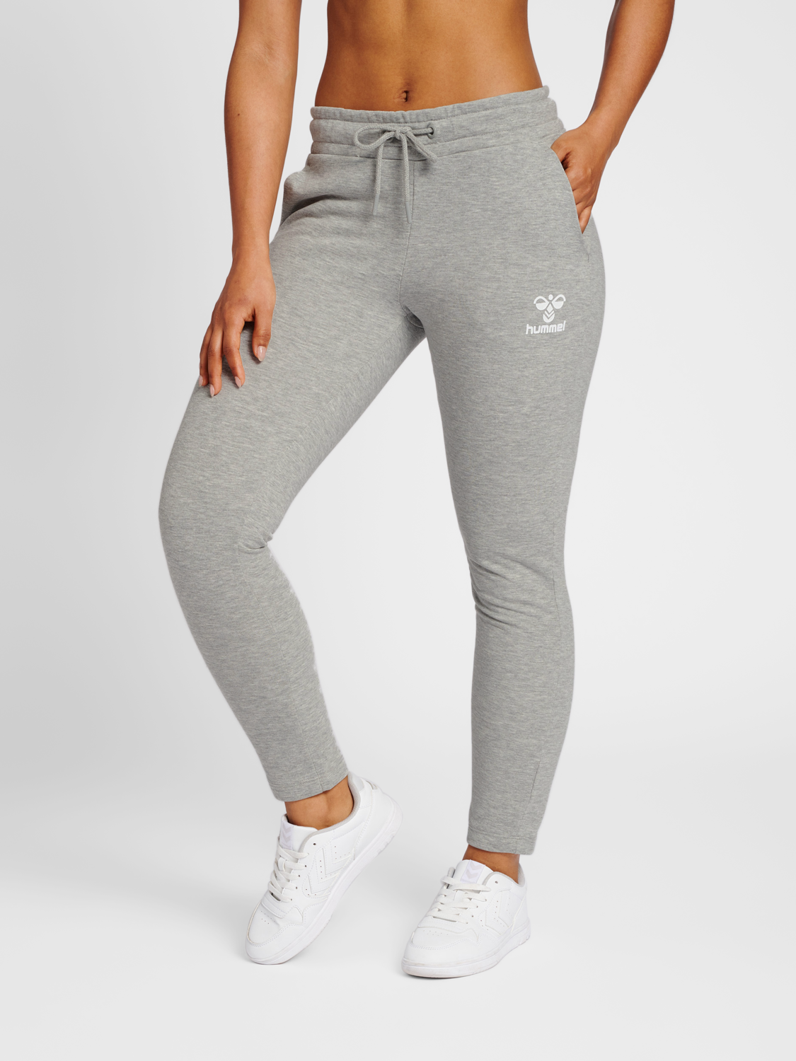hummel NONI 2.0 TAPERED PANTS - GREY MELANGE | hummel.net