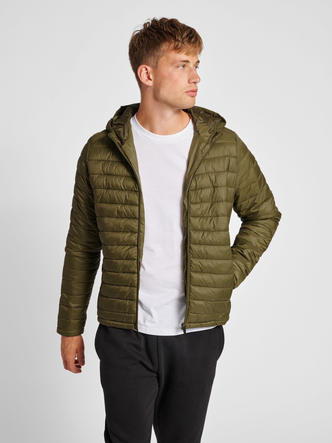 hummel RED QUILTED HOOD JACKET - DARK OLIVE | hummel.net